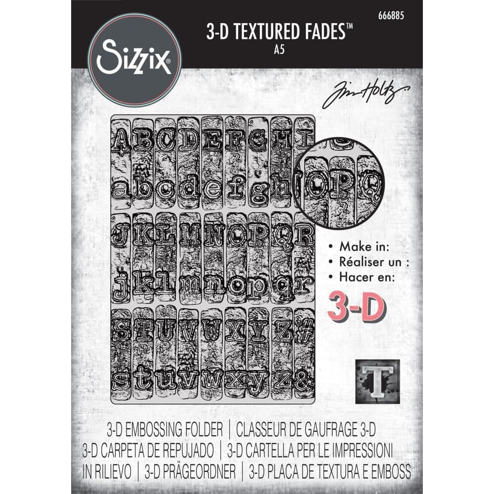 File Emboss Sizzix Tim Holtz Texture Fades Embossing Folder A5 - Typewriter