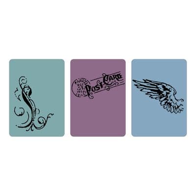Sizzix Tim Holtz Texture Trades ATC Embossing Folders - French Connection Set
