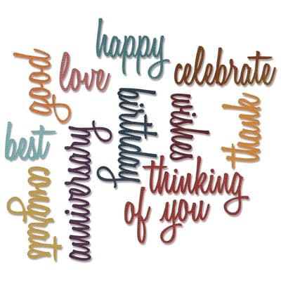 Sizzix Tim Holtz - Thinlits Die Set 13pk - Celebration Words, Script