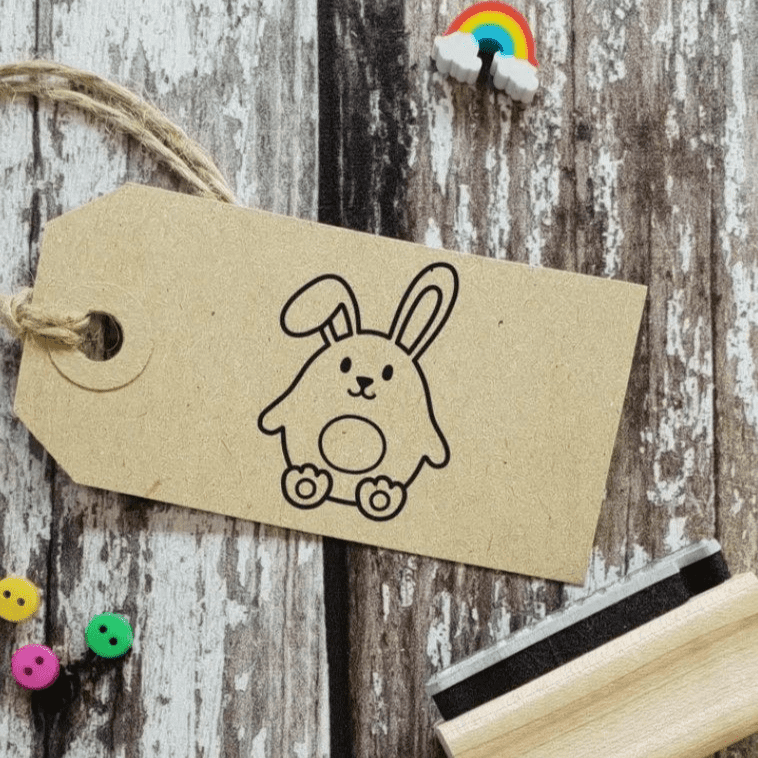 Skull and Cross Buns - Easter Happy Bunny Rabbit Rubber Stamp