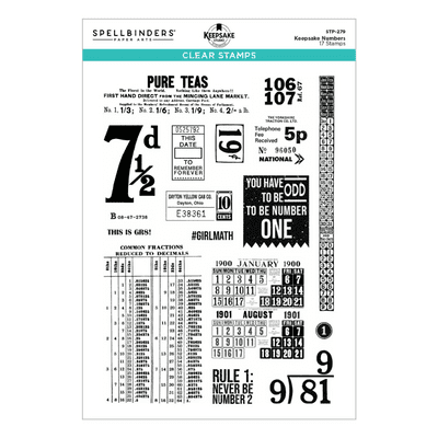 Spellbinders Turn the Page Clear Stamp Set - Keepsake Numbers by Esther Glas