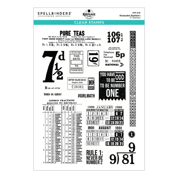 Spellbinders Turn the Page Clear Stamp Set - Keepsake Numbers by Esther Glas