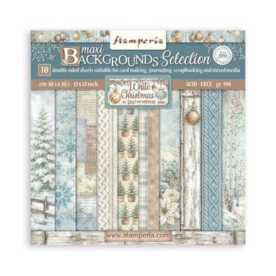 Stamperia 12x12 Paper Pad - White Christmas Backgrounds
