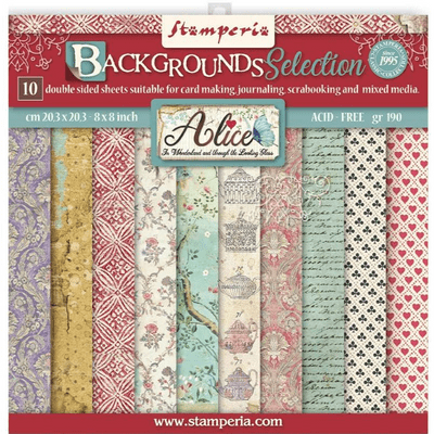 Stamperia 8x8 Paper Pad - Alice Backgrounds