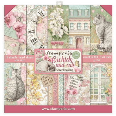 Stamperia 8x8 Paper Pad - Orchids and Cats