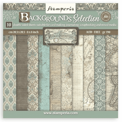 Stamperia 8x8 Paper Pad - Voyages Fantastiques Backgrounds