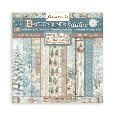 Stamperia 8x8 Paper Pad - White Christmas Backgrounds