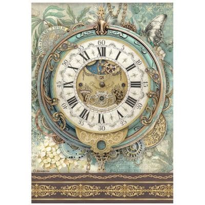 Stamperia A4 Rice Paper - Gardens of Time Big Clock