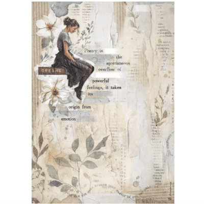 Stamperia A4 Rice Paper - Secret Diary Lady
