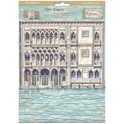 Stamperia A4 Rice Paper Selection 6 pcs - Venice City of Art