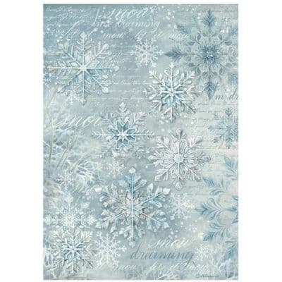 Stamperia A4 Rice Paper - The Owl’s House Snowflakes