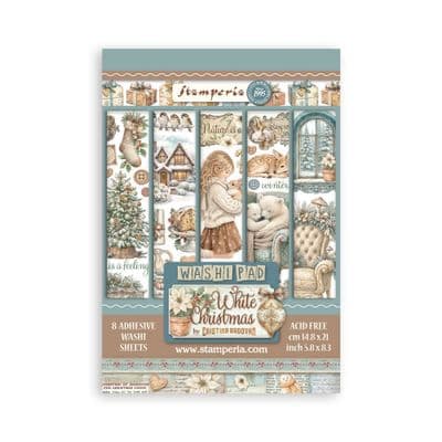 Stamperia A5 Washi Pad - White Christmas