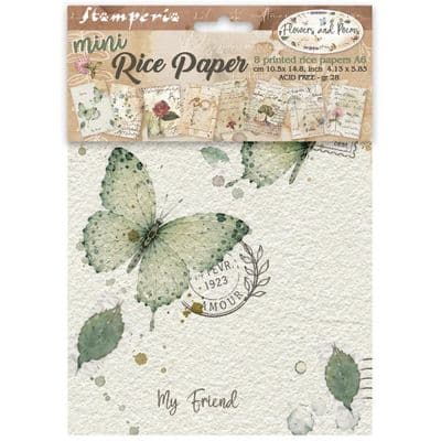 Stamperia A6 Mini Rice Paper Selection 6 pcs - Flowers and Poems