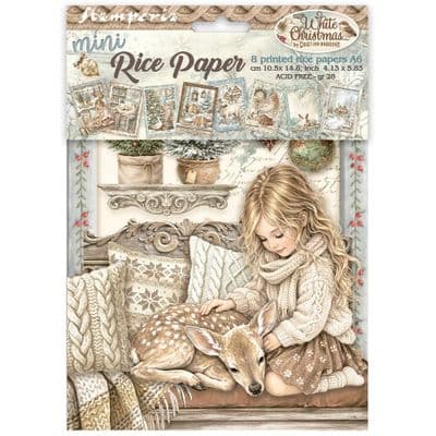 Stamperia A6 Mini Rice Paper Selection 6 pcs - White Christmas