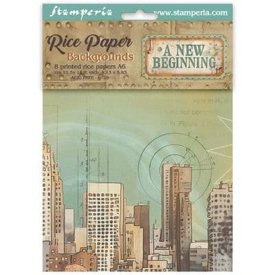 Stamperia A6 Rice Paper Backgrounds 6 pcs - A New Beginning