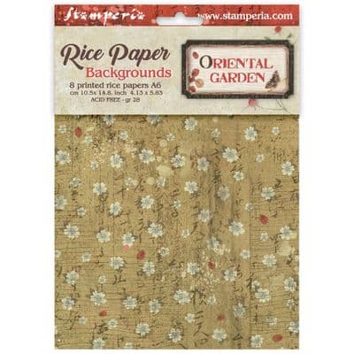 Stamperia A6 Rice Paper Backgrounds 6 pcs - Oriental Garden