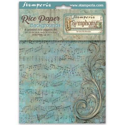 Stamperia A6 Rice Paper Backgrounds 6 pcs - Symphony