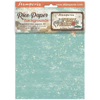 Stamperia A6 Rice Paper Selection 6 pcs - Furry Friends