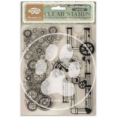 Stamperia Clear Stamp Set - Gardens of Time Tubes and Clocks