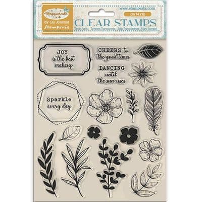 Stamperia Clear Stamp Set - Masquerade Flowers and Labels
