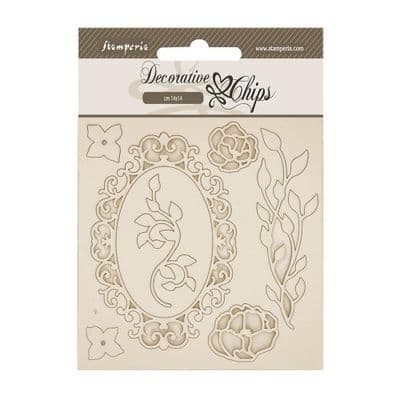 Stamperia Decorative Chips - Quiet Days Frame with Flowers