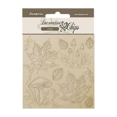 Stamperia Decorative Chips - Woodland Mushrooms and Leaves