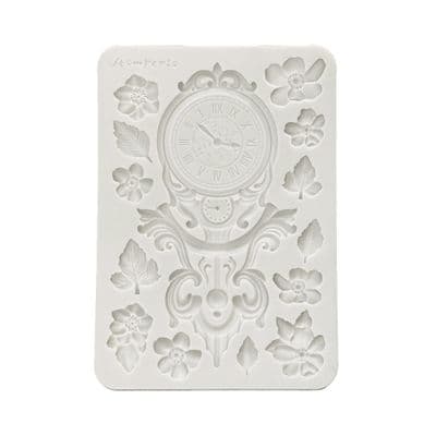 Stamperia Silicone Mould A5 - Gardens of Time Clocks and Flowers