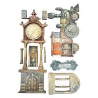 Stamperia Silicone Mould A5 - Gardens of Time Train and Longcase Clock