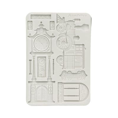 Stamperia Silicone Mould A5 - Gardens of Time Train and Longcase Clock
