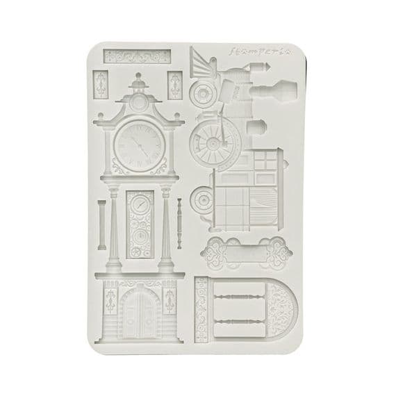Stamperia Silicone Mould A5 - Gardens of Time Train and Longcase Clock