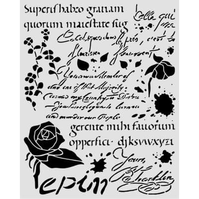 Stamperia Thick Stencil - Flowers and Poems  Latin Inspirations