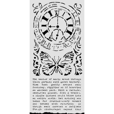 Stamperia Thick Stencil - Gardens of Time Clock and Butterfly