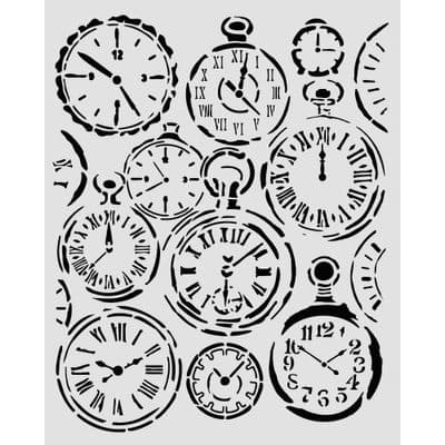 Stamperia Thick Stencil - Gardens of Time Mixed Clocks