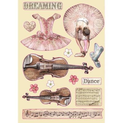 Stamperia Wooden Shapes A5 - Passion, Violin and Dance