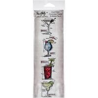 Stampers Anonymous/Tim Holtz - Cling Mount Stamp Set - Cocktails Mini Blueprints Strip - THMB030