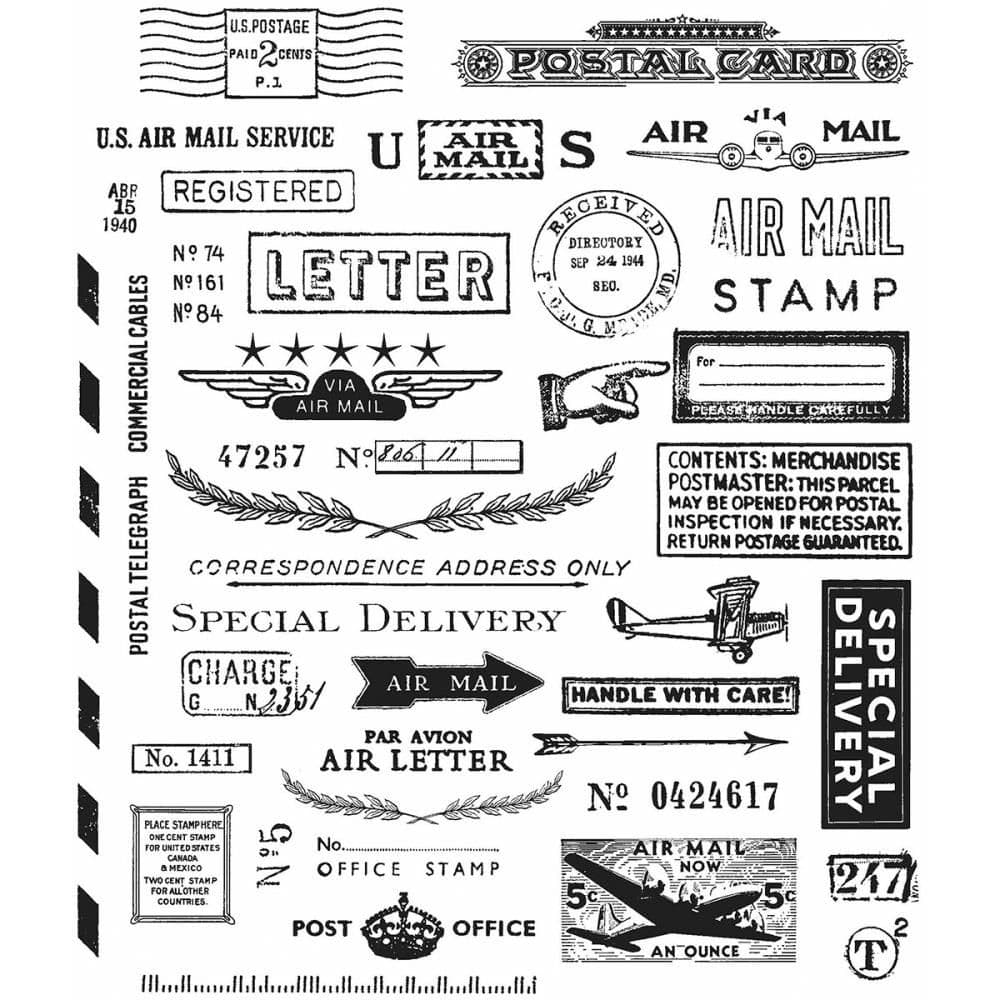 Stampers Anonymous Tim Holtz - Cling Mount Stamp Set - Correspondence ...