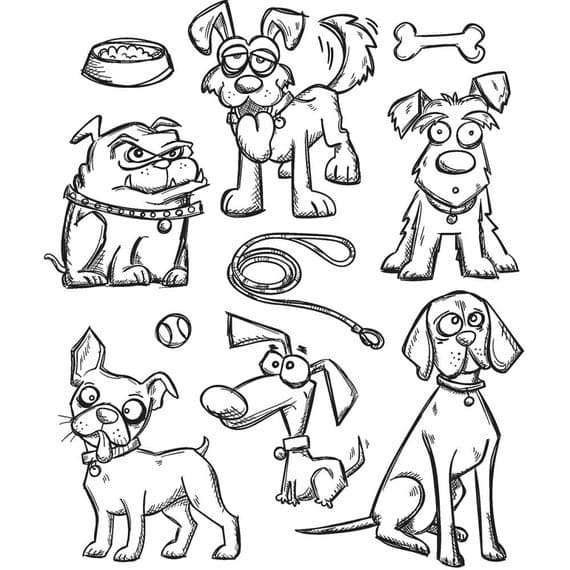 Stampers Anonymous/Tim Holtz - Cling Mount Stamp Set - Crazy Dogs - CMS271