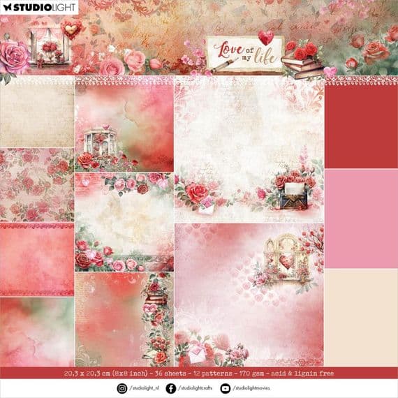 Studio Light 8x8 Paper Pad - Love of My Life Nr 274 Backgrounds
