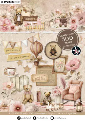 Studio Light Designer Die-cut Paper Pad Teddy's Tea Time Nr.421