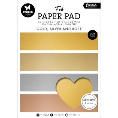 Studio Light Foil Paper Pad A5 - Gold, Silver And Rose