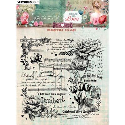Studio Light Jenine's Mindful Art Clear Stamp - Sending You Love - Background Collage nr.797