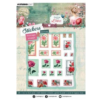 Studio Light Jenine's Mindful Art Sticker Block -  Sending You Love Nr.36 Postage Stamps & Quotes