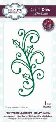 Sue Wilson Craft Dies - Festive Collection - Holly Swirl - CED3106