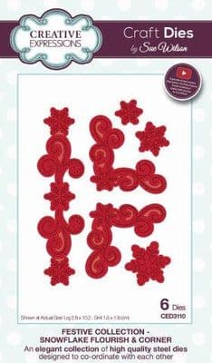 Sue Wilson Craft Dies - Festive Collection - Snowflake Flourish & Corner
