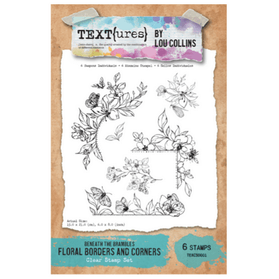 Text{ures} by Lou Collins 6x8 Clear Stamp Set - Beneath the Brambles Floral Borders and Corners