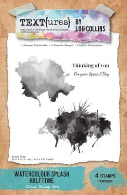 Text{ures} by Lou Collins 6x8 Clear Stamp Set - Dragonfly Dreams -  Watercolour Splash Halftone
