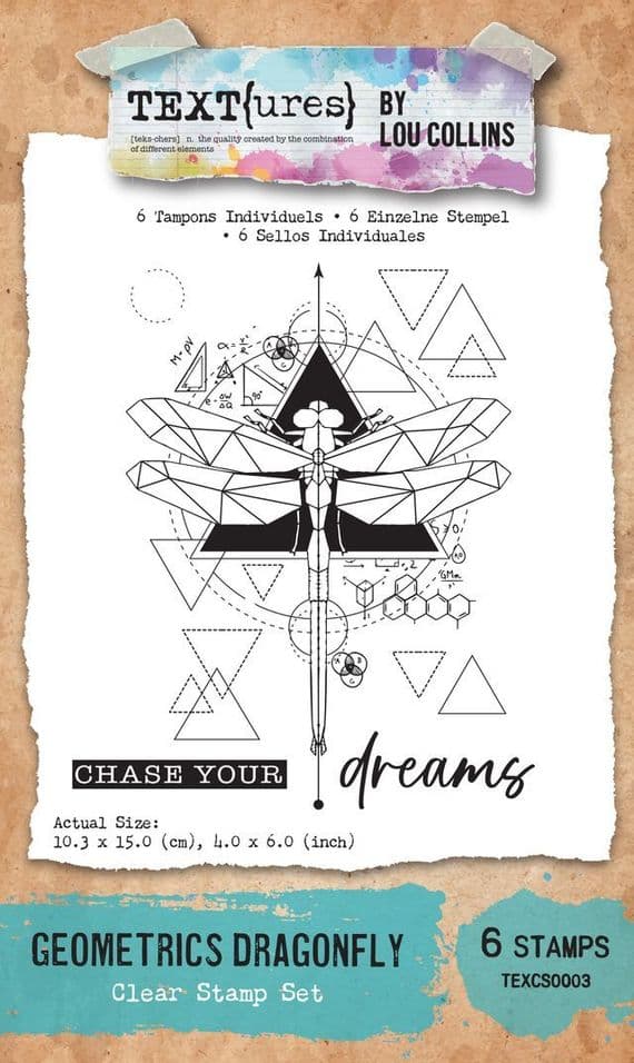 Text{ures} by Lou Collins Clear Stamp Set - Dragonfly Dreams -  Geometrics Dragonfly