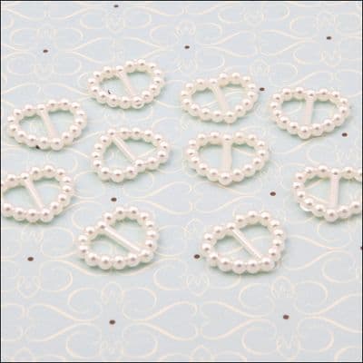 The Hobby House - Ivory Pearl Ribbon Sliders – Heart - HHRS018
