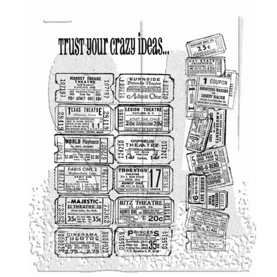 Tim Holtz Cling Mount Stamp Set - Admit One - CMS003