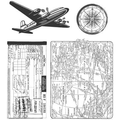 Tim Holtz Cling Mount Stamp Set - Air Travel - CMS102